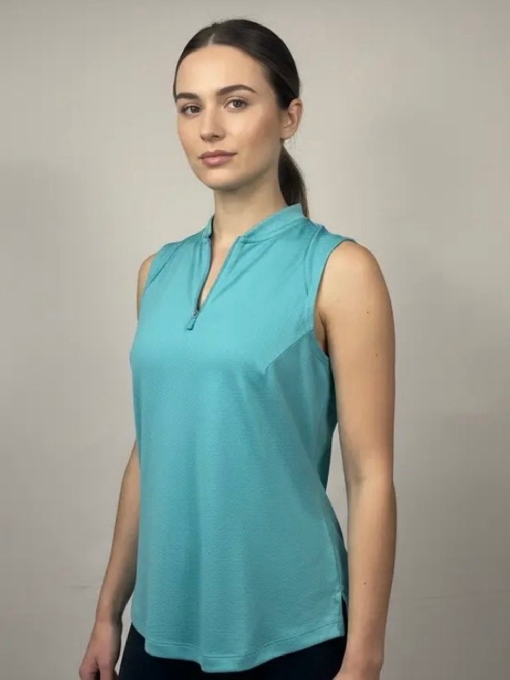 Nike Turquoise Zip-Front Sleeveless Athletic Top